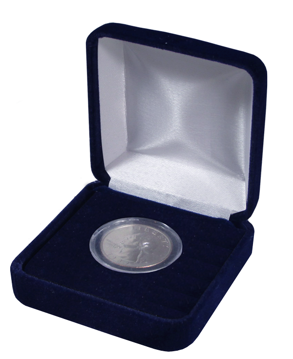 Coin Capsule Box - Holds a Small Size Coin Capsule - Black Velour