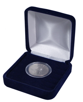 Coin Capsule Box - Holds a Small Size Coin Capsule - Black Velour