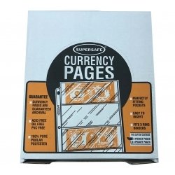 Supersafe Vinyl Pages -- 3 Pocket Currency