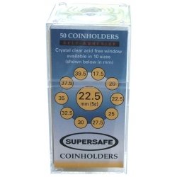 Supersafe Self-Adhesive Coin Holders 22.5mm Nickel