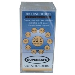 Supersafe Self-Adhesive Coin Holders 32.5mm Half Dollar