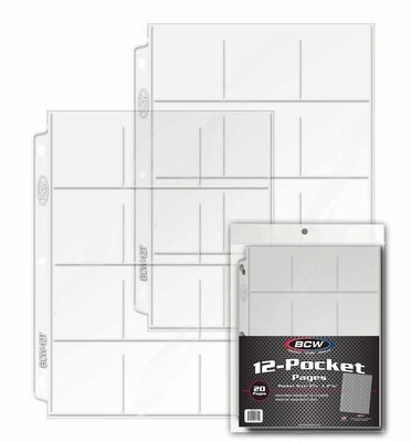 BCW Vinyl 12-Pocket Pages - (2.5x2.5)- Pack of 20 Pages