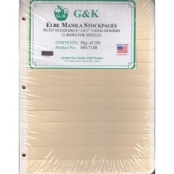 G&K Elbe Manila Stock Sheets -- 8 1/2 G&K Elbe Manila Stock Sheets -- 8 1/2" X 11" 12 Row
