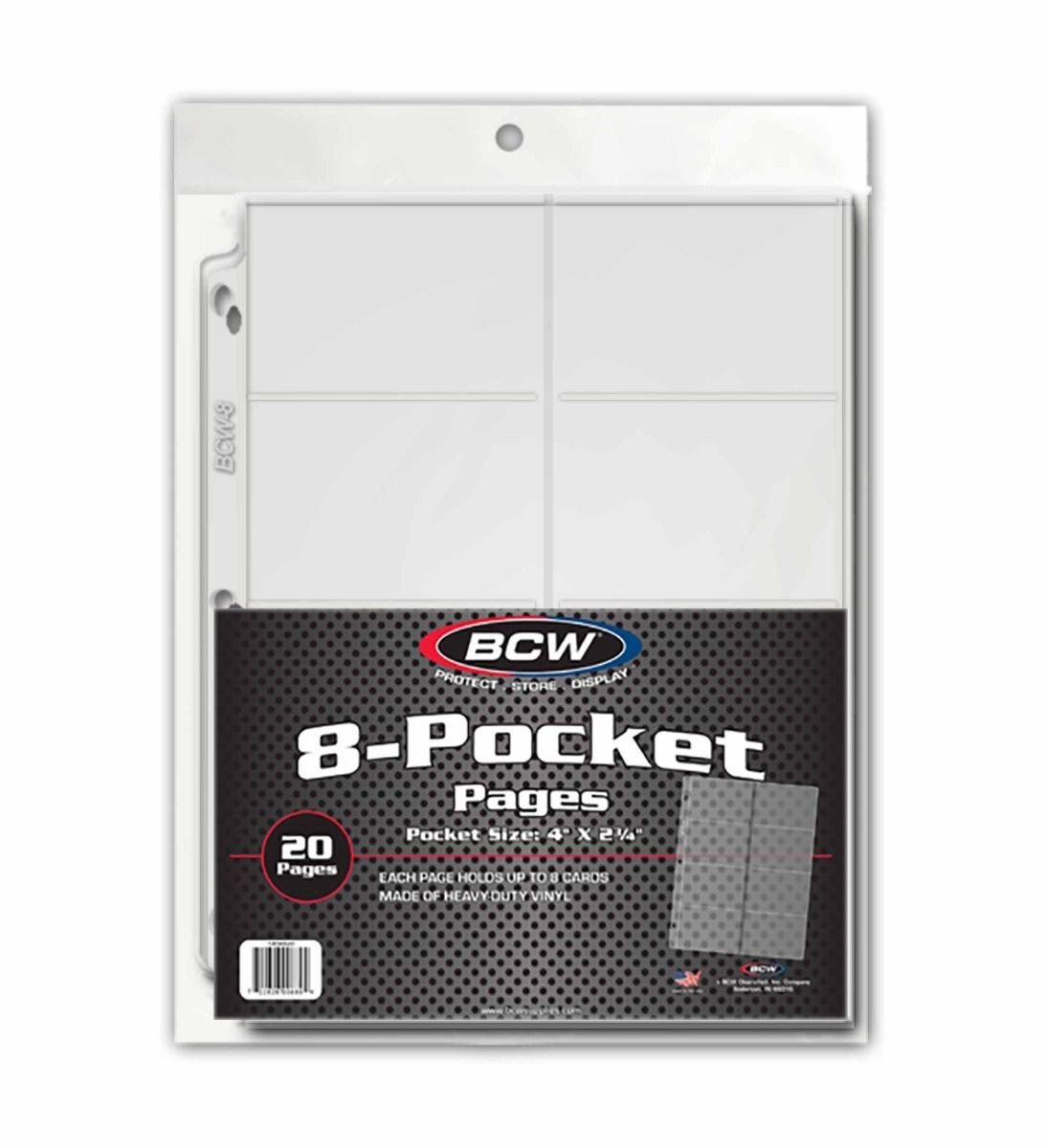 BCW Vinyl Pages -- 8 Pocket - pack of 20 pages
