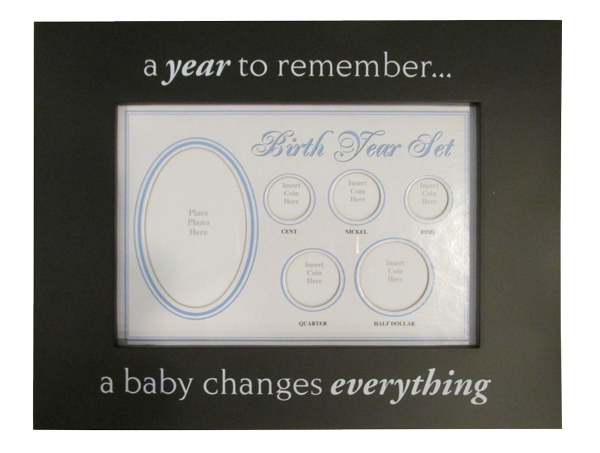 Birth Year Coin Set Frame - for Girl - Pink