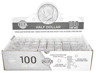 Whitman/HE Harris Round Tubes, Half Dollar Size - Case Whitman/HE Harris Round Tubes, Half Dollar Size - Case