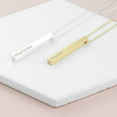 PERSONALISED MATT VERTICAL BAR NECKLACE