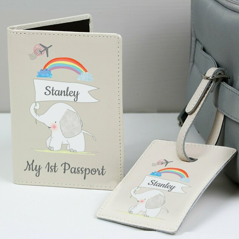 Personalised Elephant Passport Holder &amp; Luggage Tag Set