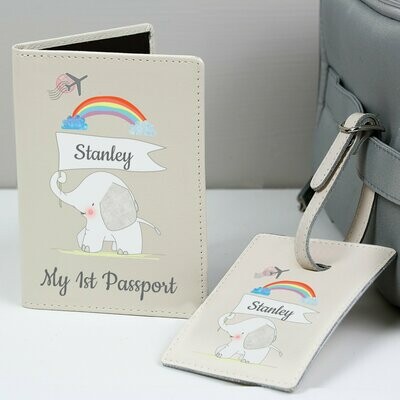 Personalised Elephant Passport Holder & Luggage Tag Set