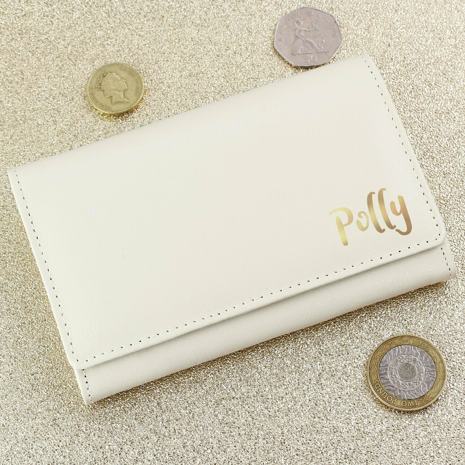 ​Personalised Gold Name Cream Purse