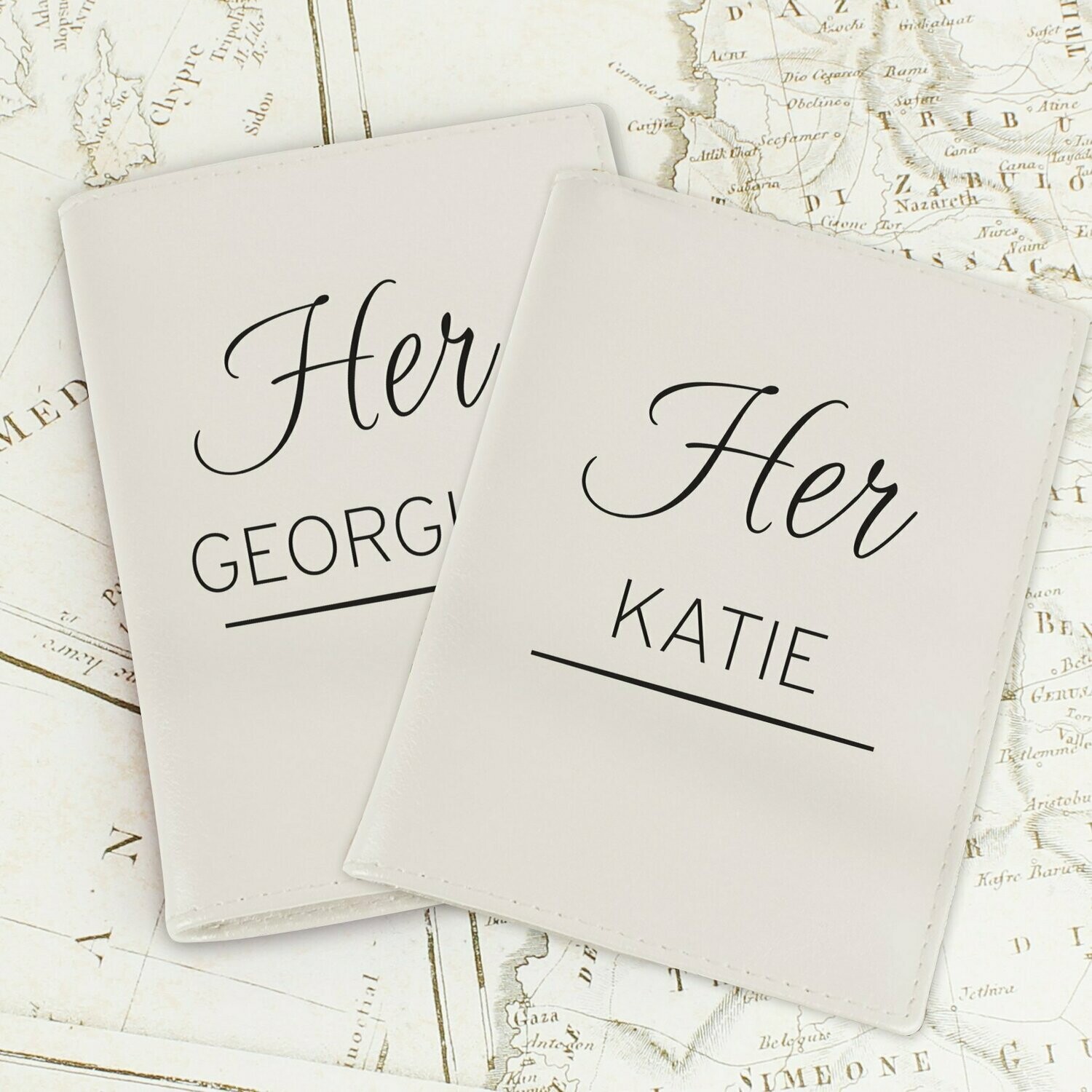 ​Personalised Couples Cream Passport Holders