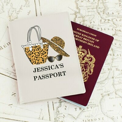 ​Personalised Leopard Print Cream Passport Holder