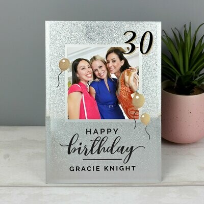 ​Personalised Birthday 4x4 Glitter Glass Photo Frame