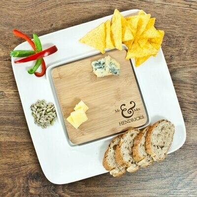 MR &amp; MRS BAMBOO SQUARE SERVING PLATTER