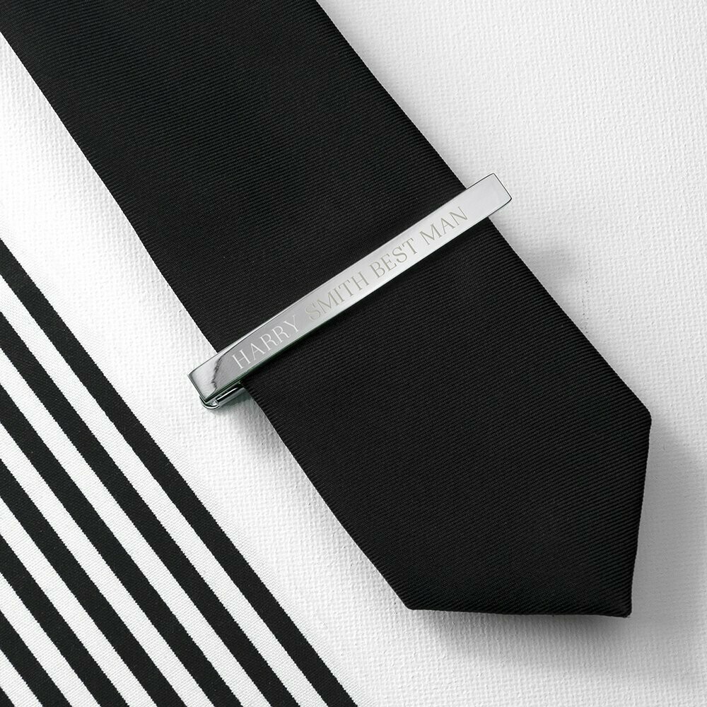 PERSONALISED RHODIUM PLATED TIE CLIP