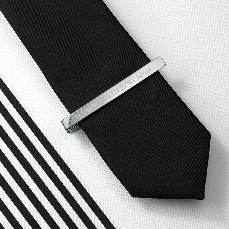 PERSONALISED RHODIUM PLATED TIE CLIP