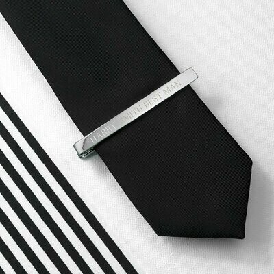 PERSONALISED RHODIUM PLATED TIE CLIP