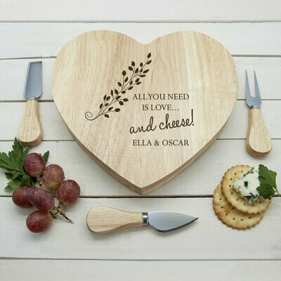 &#39;ALL YOU NEED IS LOVE&#39; HEART CHEESE BOARD