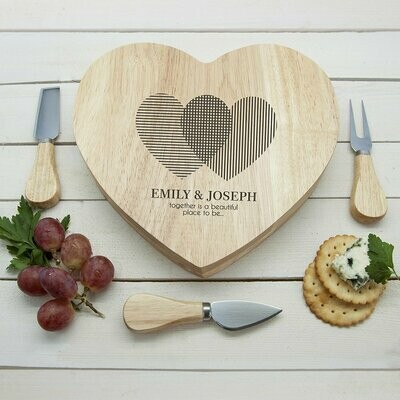 ENGRAVED HEART VENN DIAGRAM HEART CHEESE BOARD