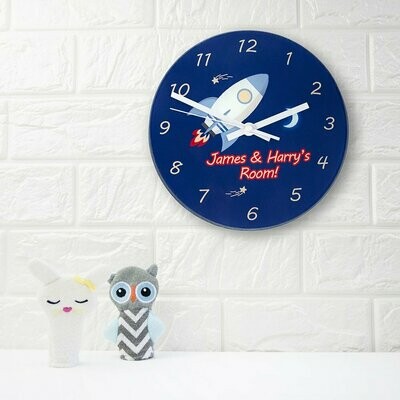 ROCKET TO THE MOON PERSONALISED WALL CLOCK