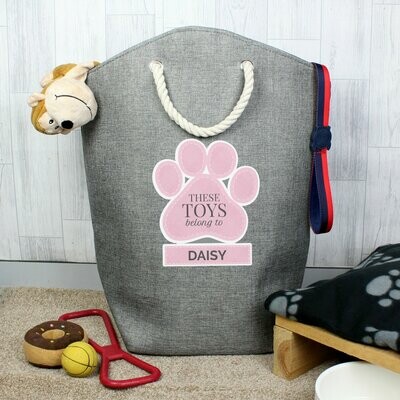 ​Personalised Pink Paw Print Storage Bag