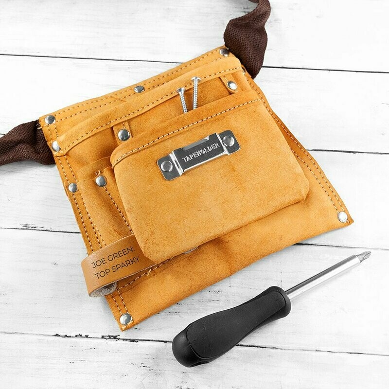 PERSONALISED 6-POCKET LEATHER TOOL BELT