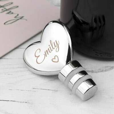 PERSONALISED LOVE HEART BOTTLE STOPPER