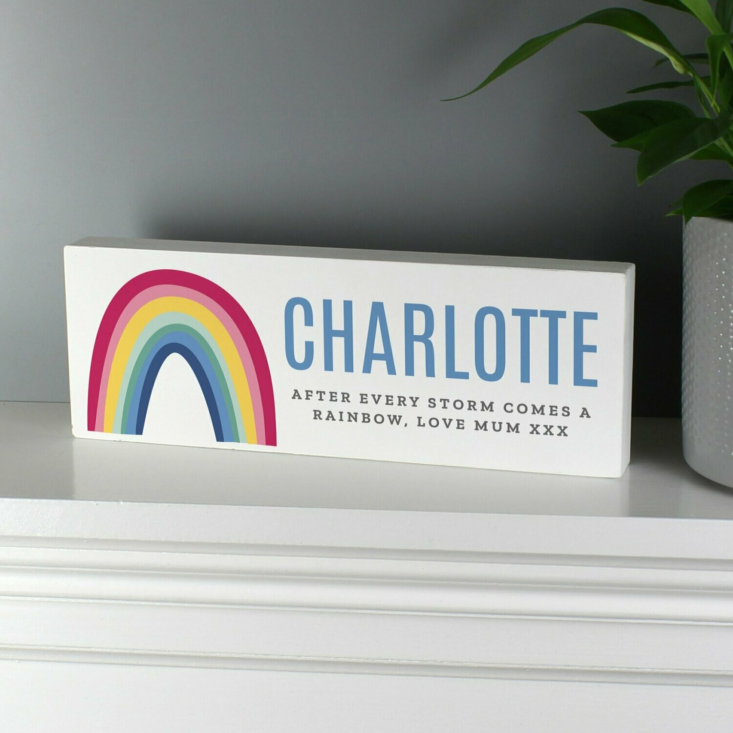 ​Personalised Rainbow Wooden Block Sign