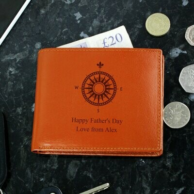 ​Personalised Compass Tan Leather Wallet