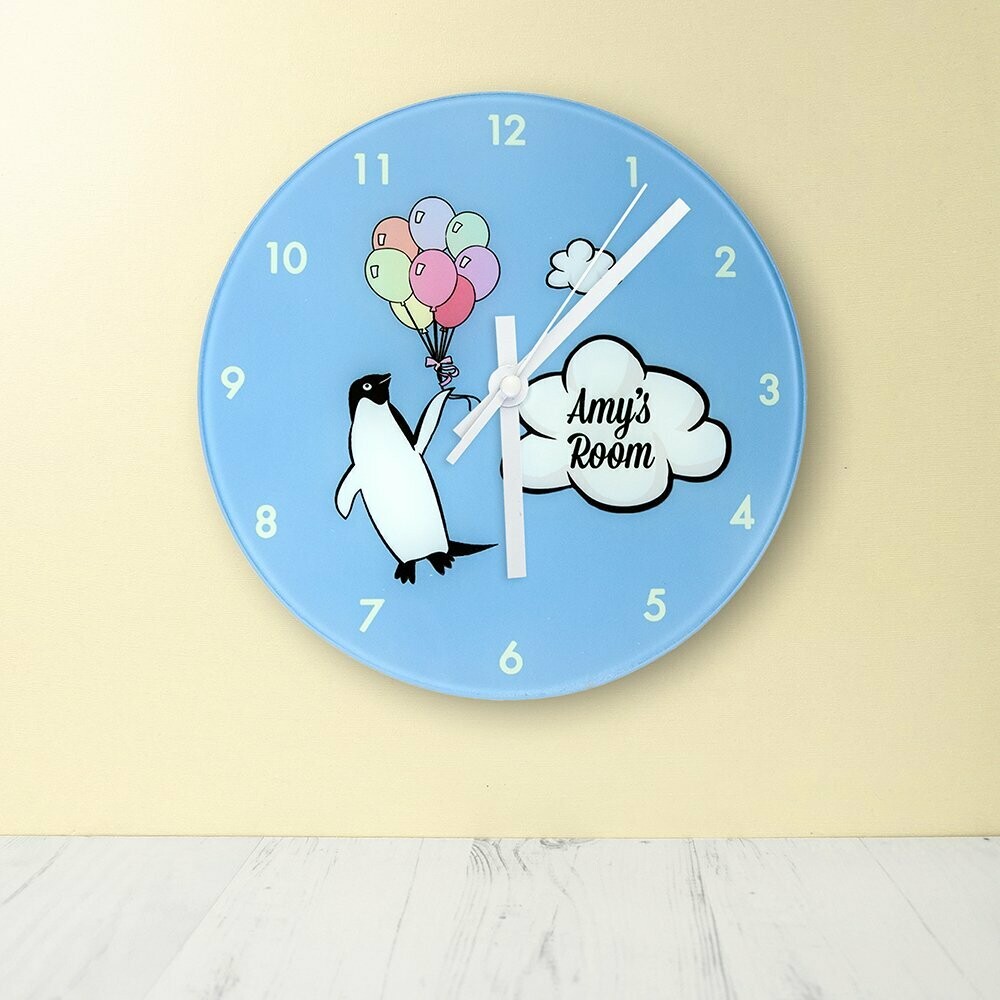 PERCY PENGUIN PERSONALISED WALL CLOCK