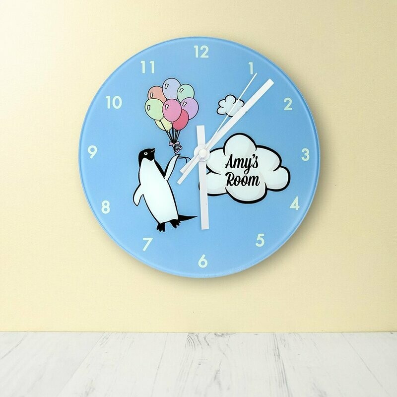 PERCY PENGUIN PERSONALISED WALL CLOCK