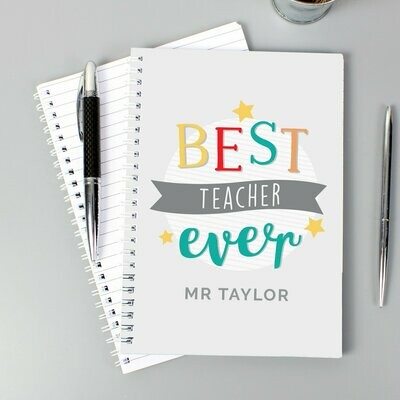 Personalised &#39;Best Teacher Ever&#39; A5 Notebook