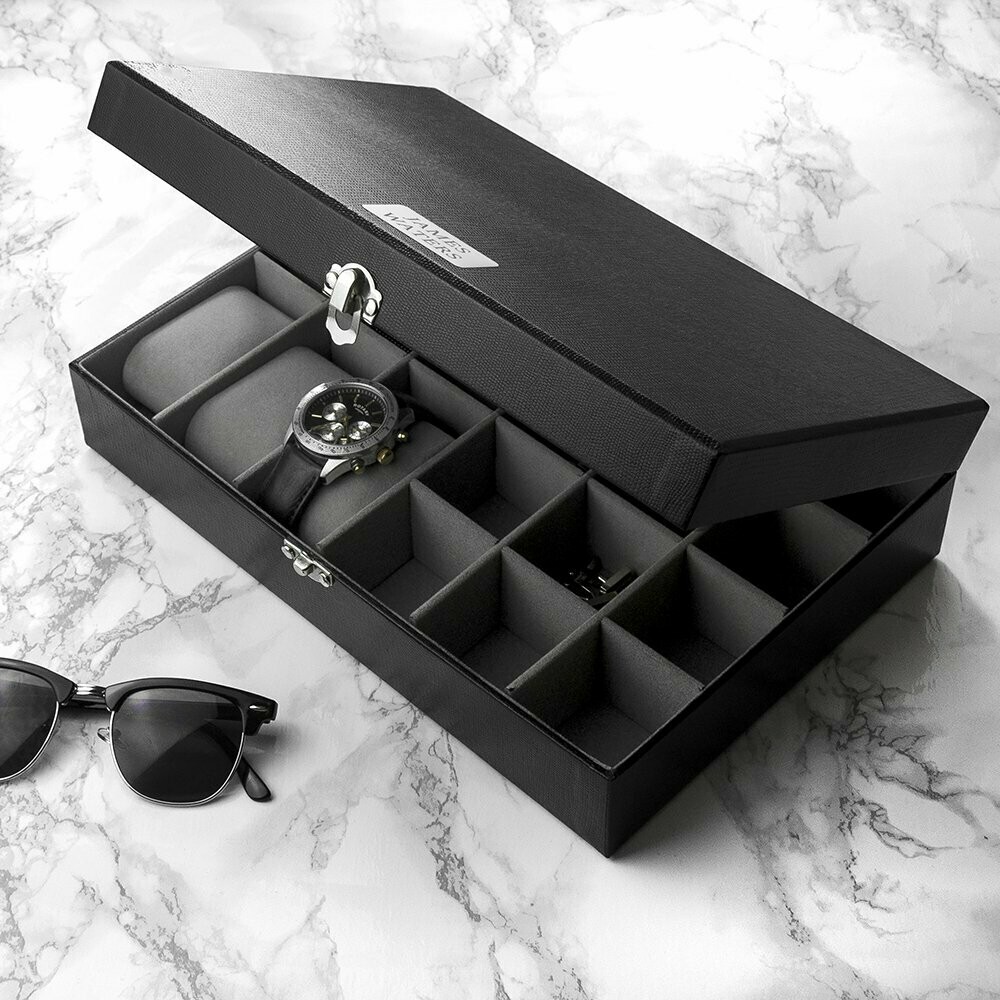 PERSONALISED WATCH &amp; CUFFLINKS BOX