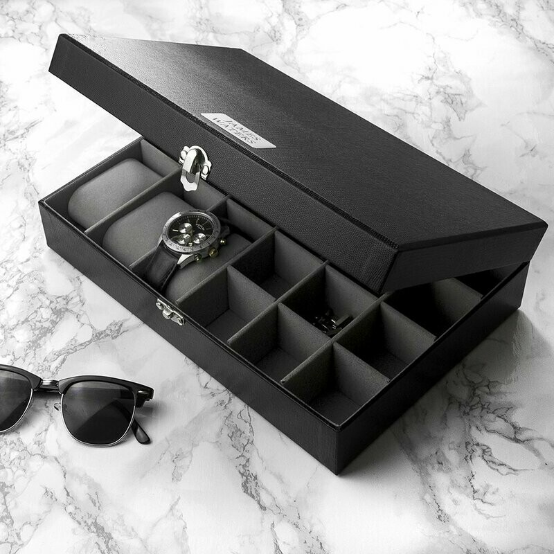 PERSONALISED WATCH &amp; CUFFLINKS BOX