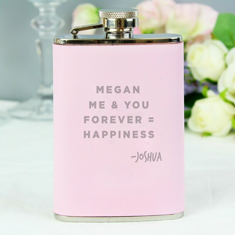 Personalised Signature Pink Hip Flask