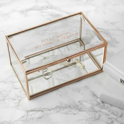 PERSONALISED ROSE GOLD GLASS JEWELLERY BOX