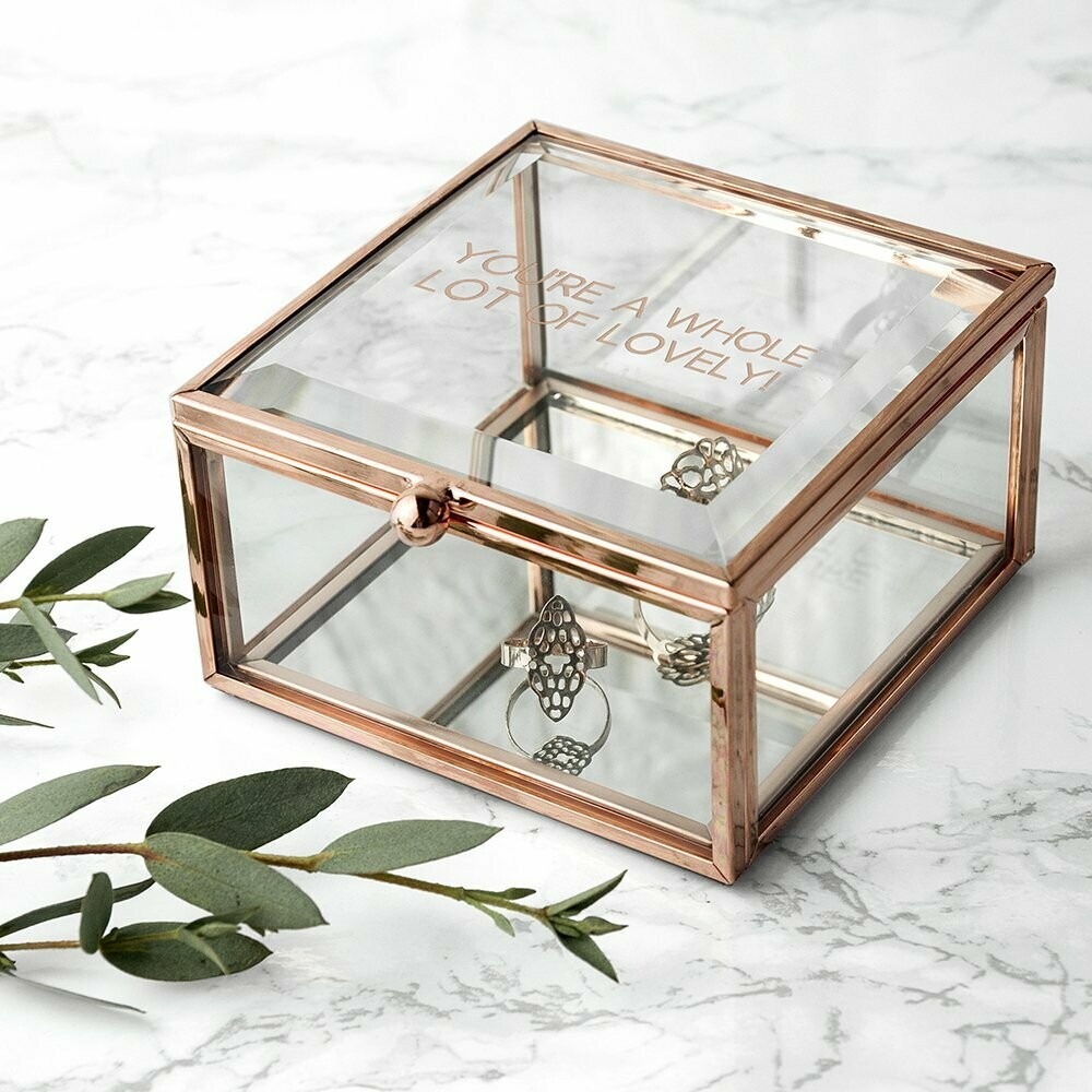 PERSONALISED ROSE GOLD GLASS TRINKET BOX