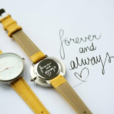 Handwriting Engraved Anaii Watch In Mellow Yellow