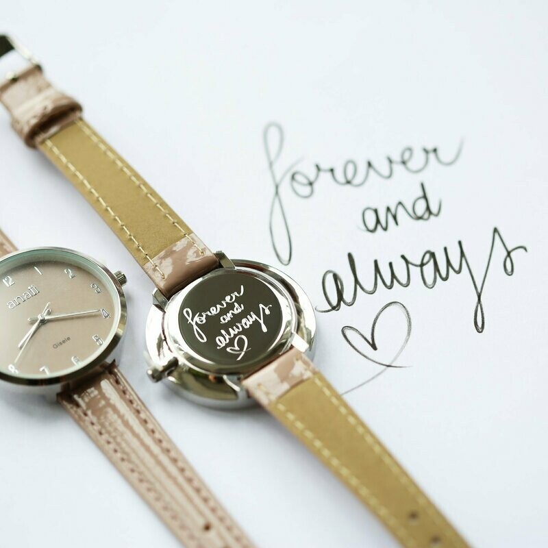 Handwriting Engraved Anaii Watch In Sandstone