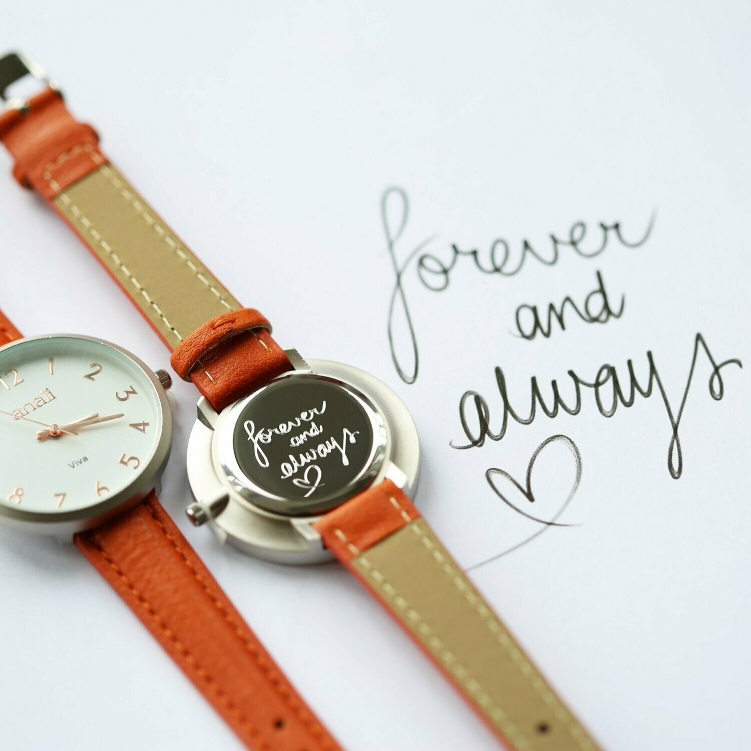 Personalised Anaii Watch Handwriting Engraving Blush Red