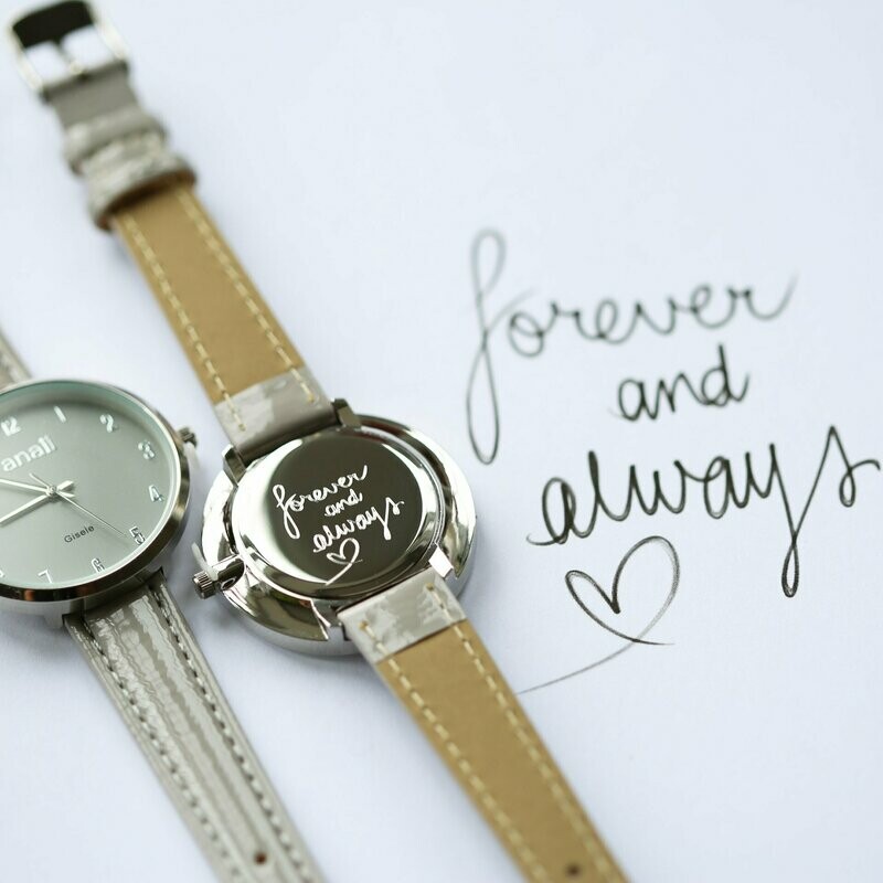 Handwriting Engraved Anaii Watch In Flint Grey