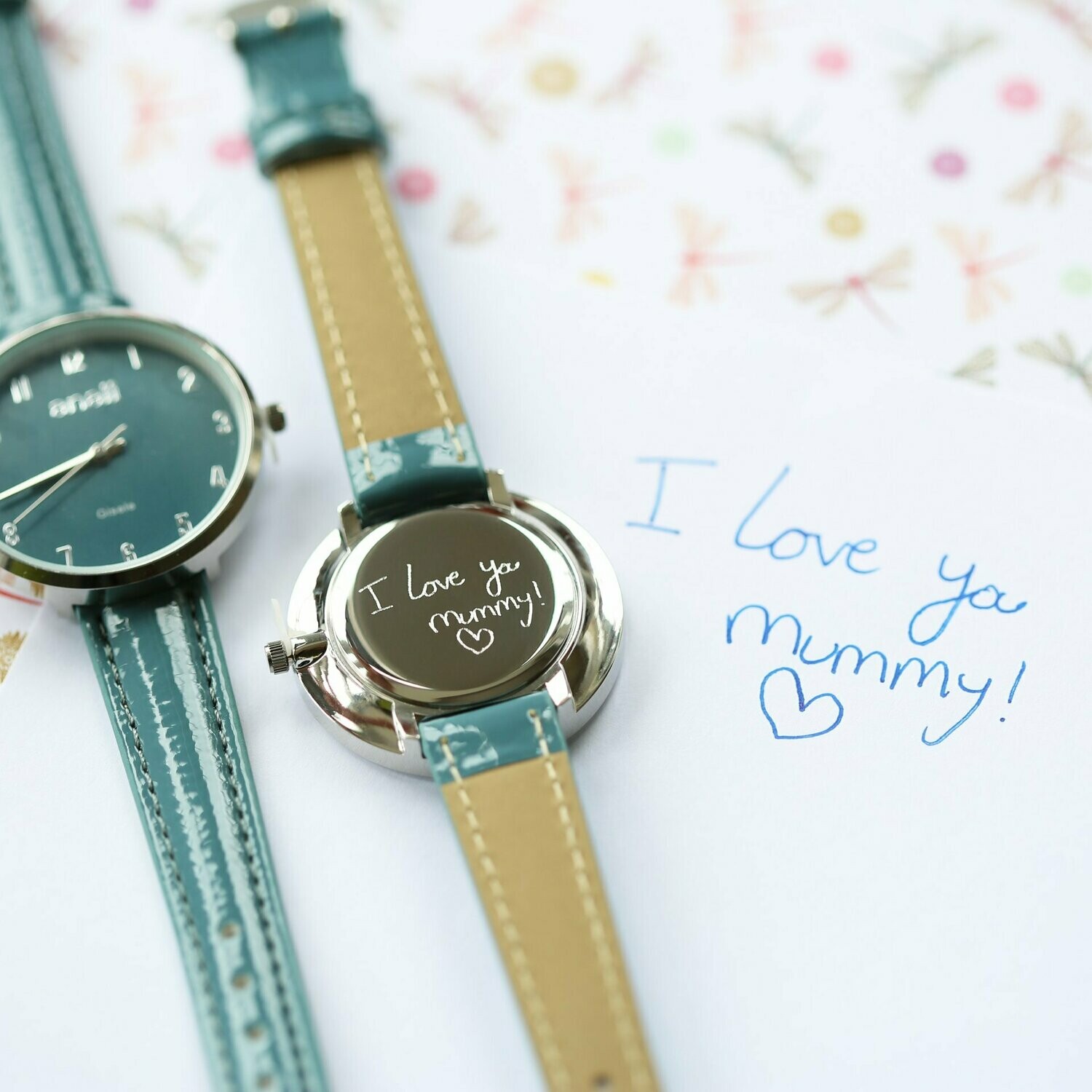 Personalised Anaii Watch Handwriting Engraving Jupiter Teal