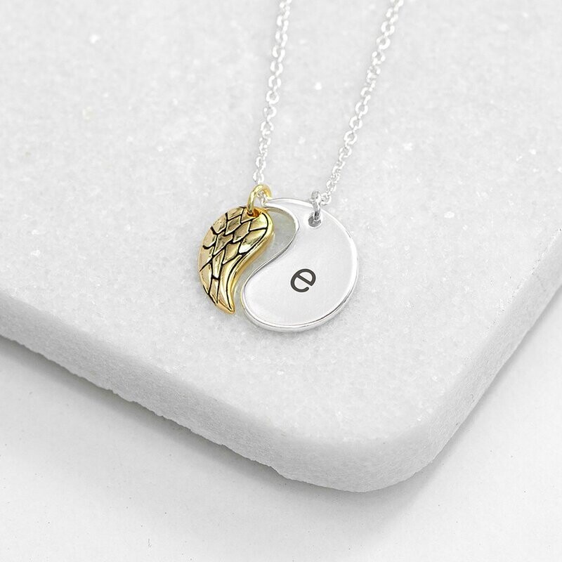 PERSONALISED CONTEMPORARY ANGEL WING NECKLACE