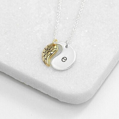PERSONALISED CONTEMPORARY ANGEL WING NECKLACE