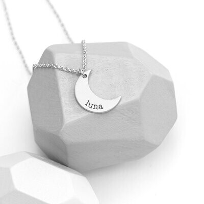 PERSONALISED CRESCENT MOON NECKLACE