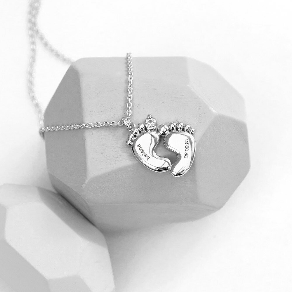 PERSONALISED BABY FEET PLATED NECKLACE