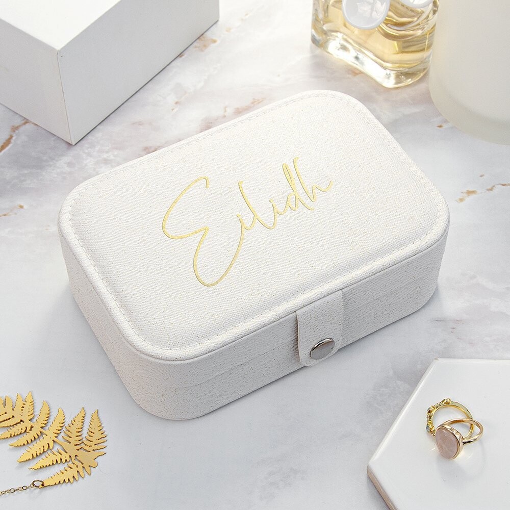 TREAT REPUBLIC WHITE GLITTER JEWELLERY CASE