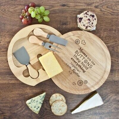 &#39;MUMS ARE LIKE BUTTONS&#39; ROUND CHEESE BOARD