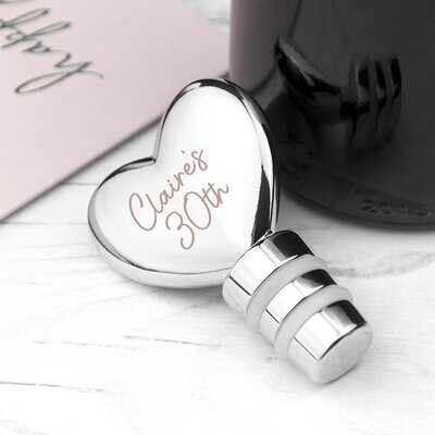 PERSONALISED HEART SHAPED WINE BOTTLE STOPPER