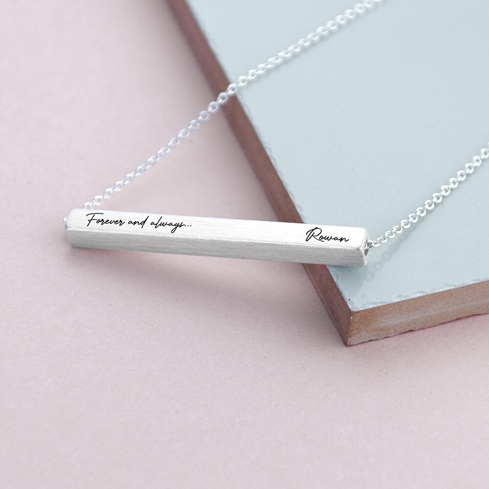 PERSONALISED FOREVER AND ALWAYS HORIZONTAL BAR NECKLACE